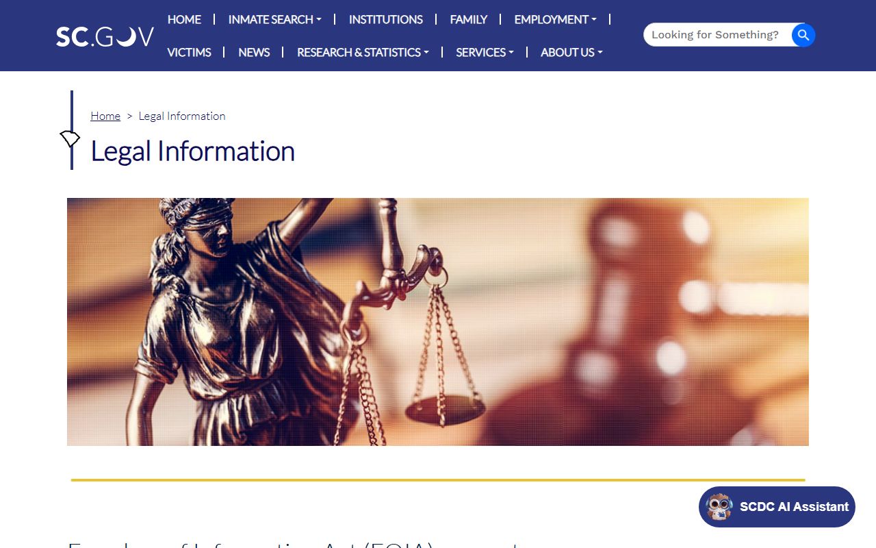 SCDC FOIA instructions for South Carolina Department of Corrections inmate records