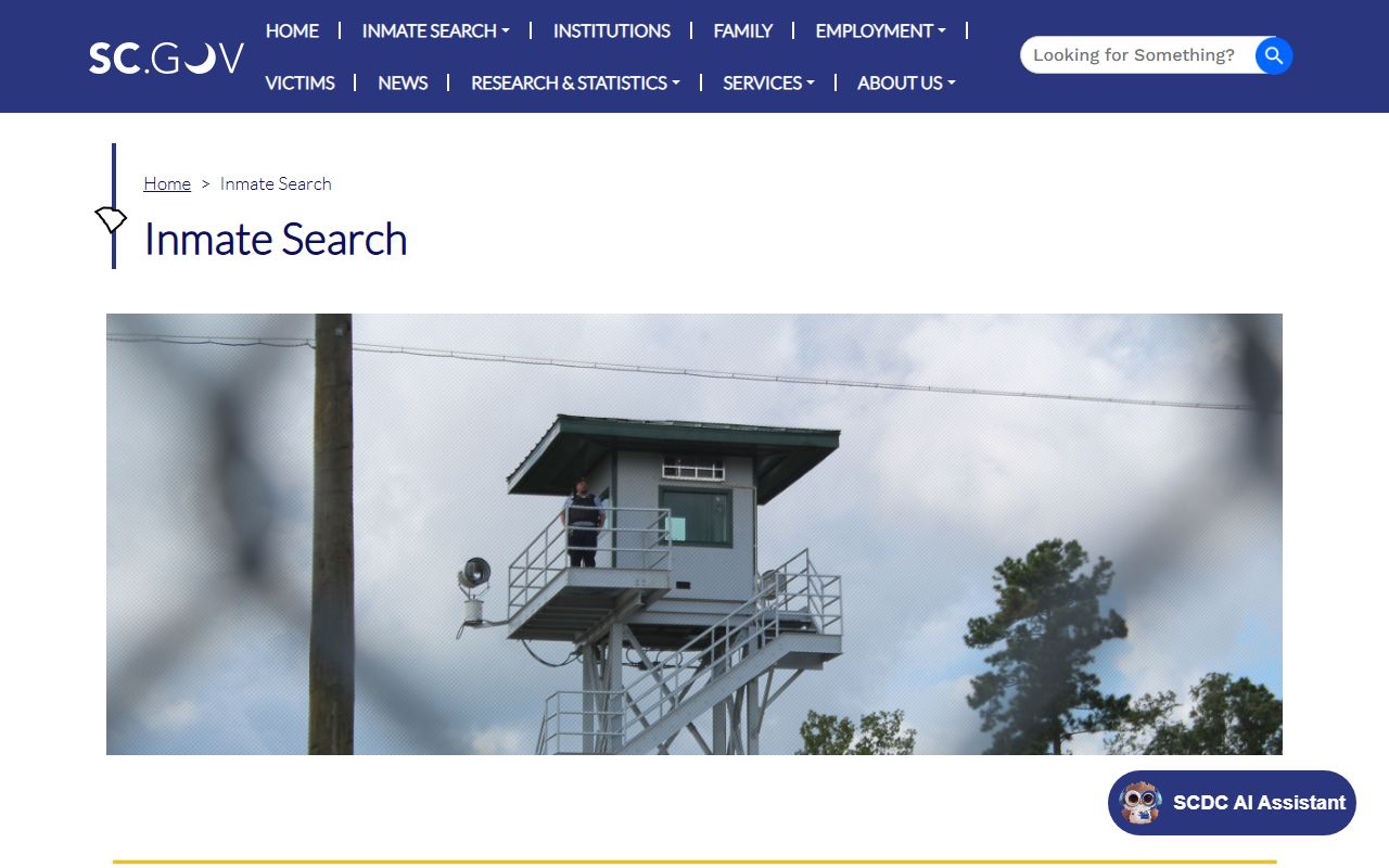 SCDC inmate search disclaimer for South Carolina inmate population searches