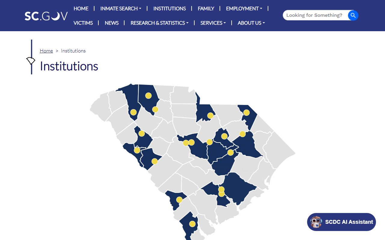 SCDC institution directory for South Carolina inmate population by custody level
